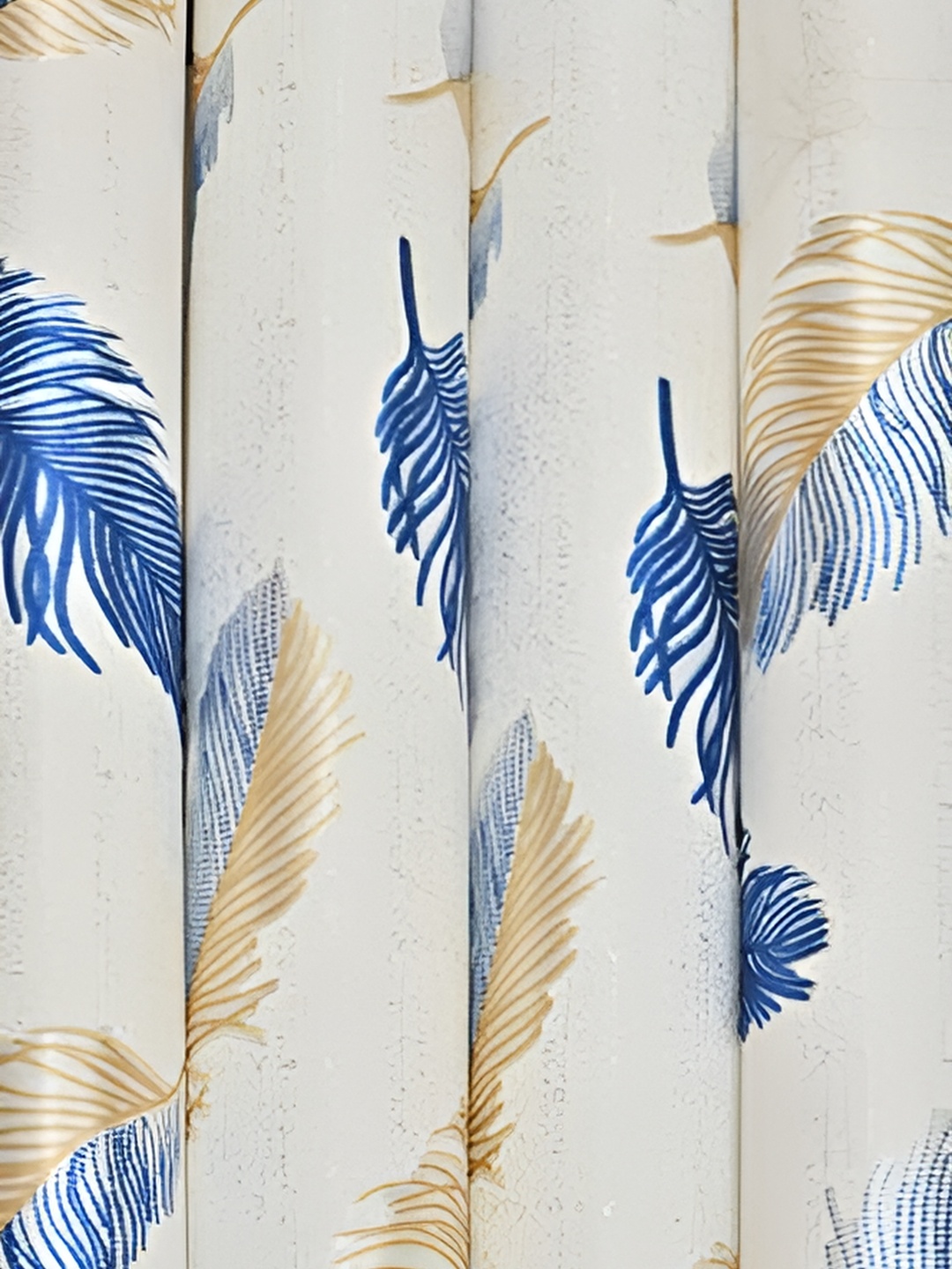 

HOMECRUST Blue & White 2 Pcs Printed Satin Room Darkening Long Door Curtain