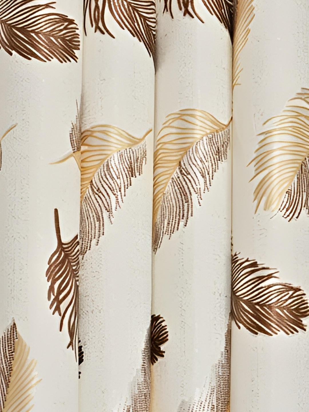 

HOMECRUST Coffee Brown & White 2 Pcs Printed Satin Room Darkening Long Door Curtain