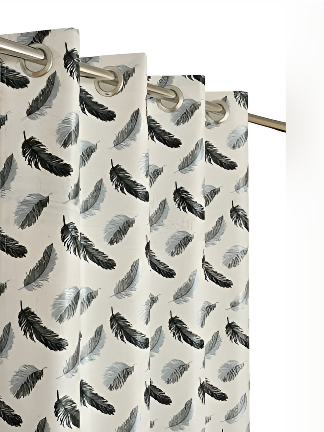 

HOMECRUST White & Black 2 Pieces Floral Printed Room Darkening Door Curtains