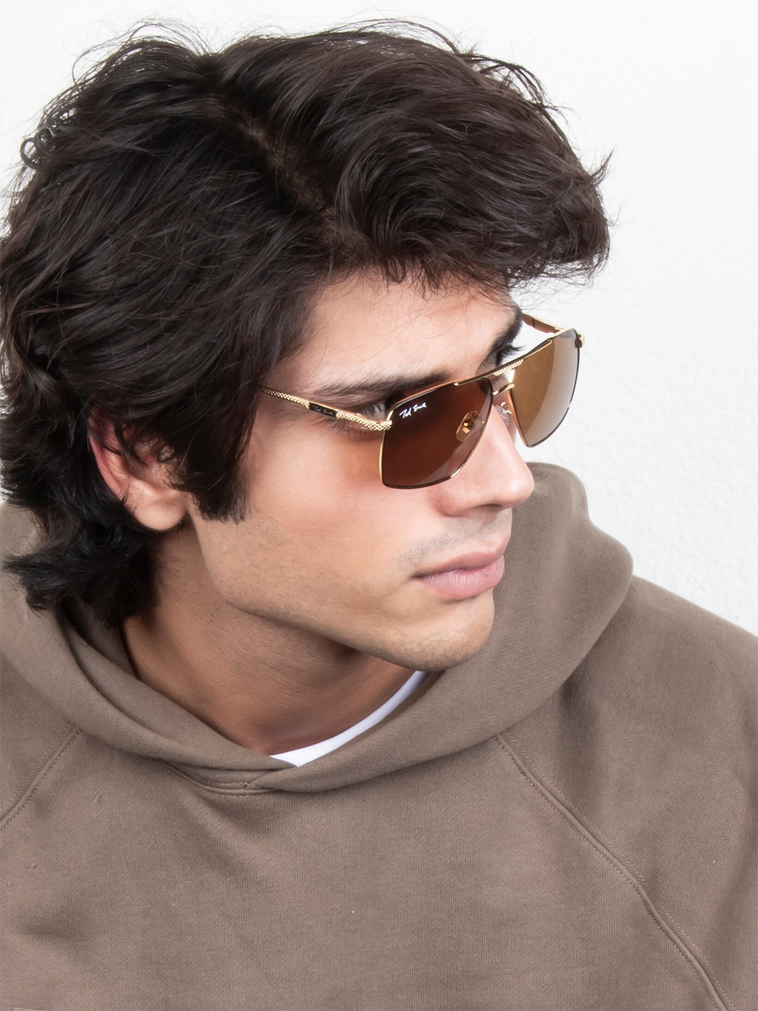 

Ted Smith Unisex Aviator Sunglasses with UV Protected Lens TS-GABBY_C3, Brown