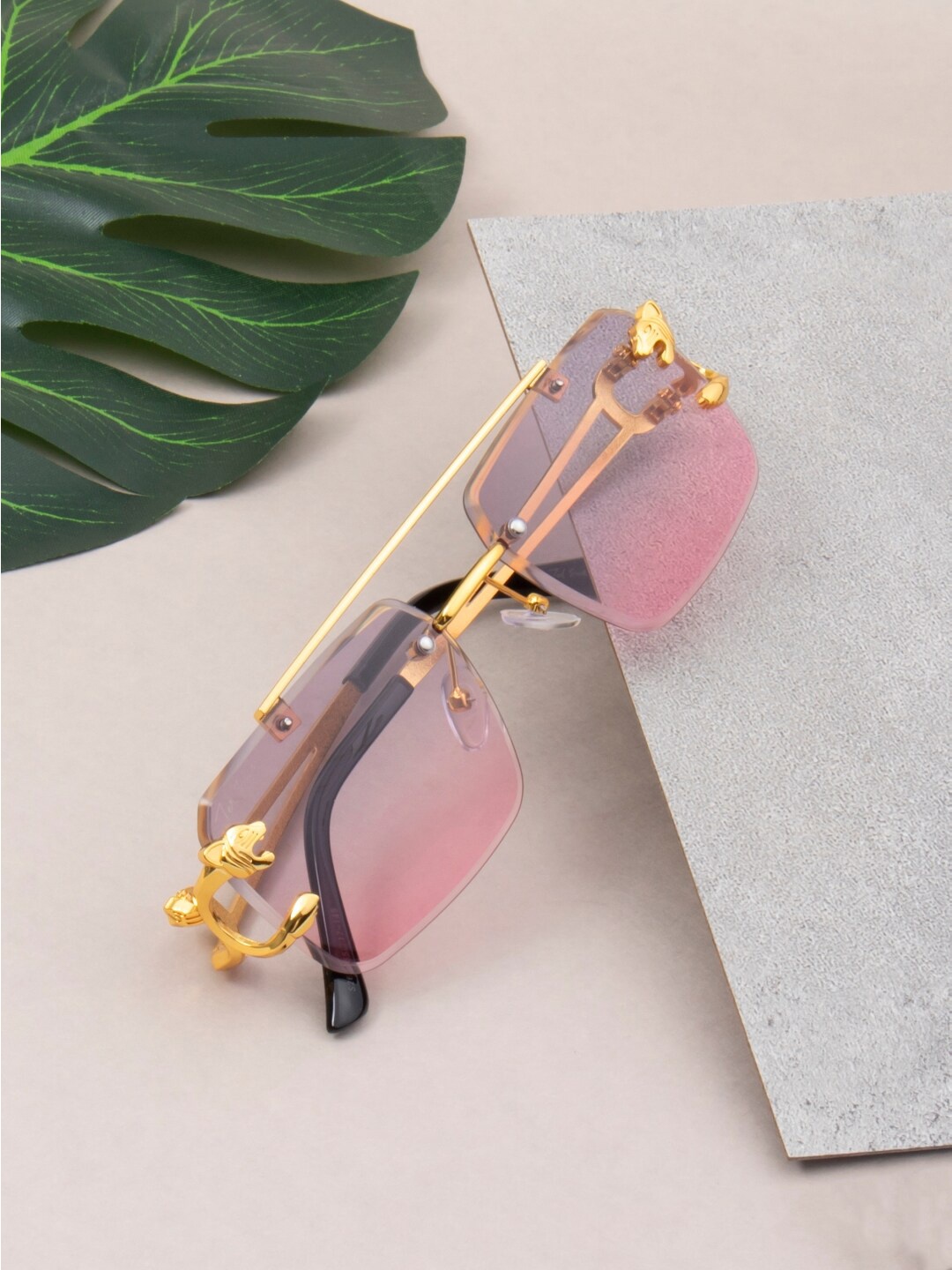

Ted Smith Unisex Aviator Sunglasses with UV Protected Lens JAGUAR 2_C6, Pink