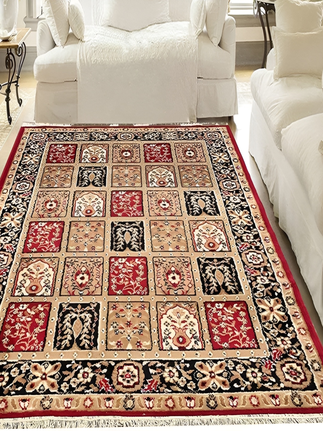 

Asad Emporium Rugs Red Ethnic Printed Anti-Skid Carpet