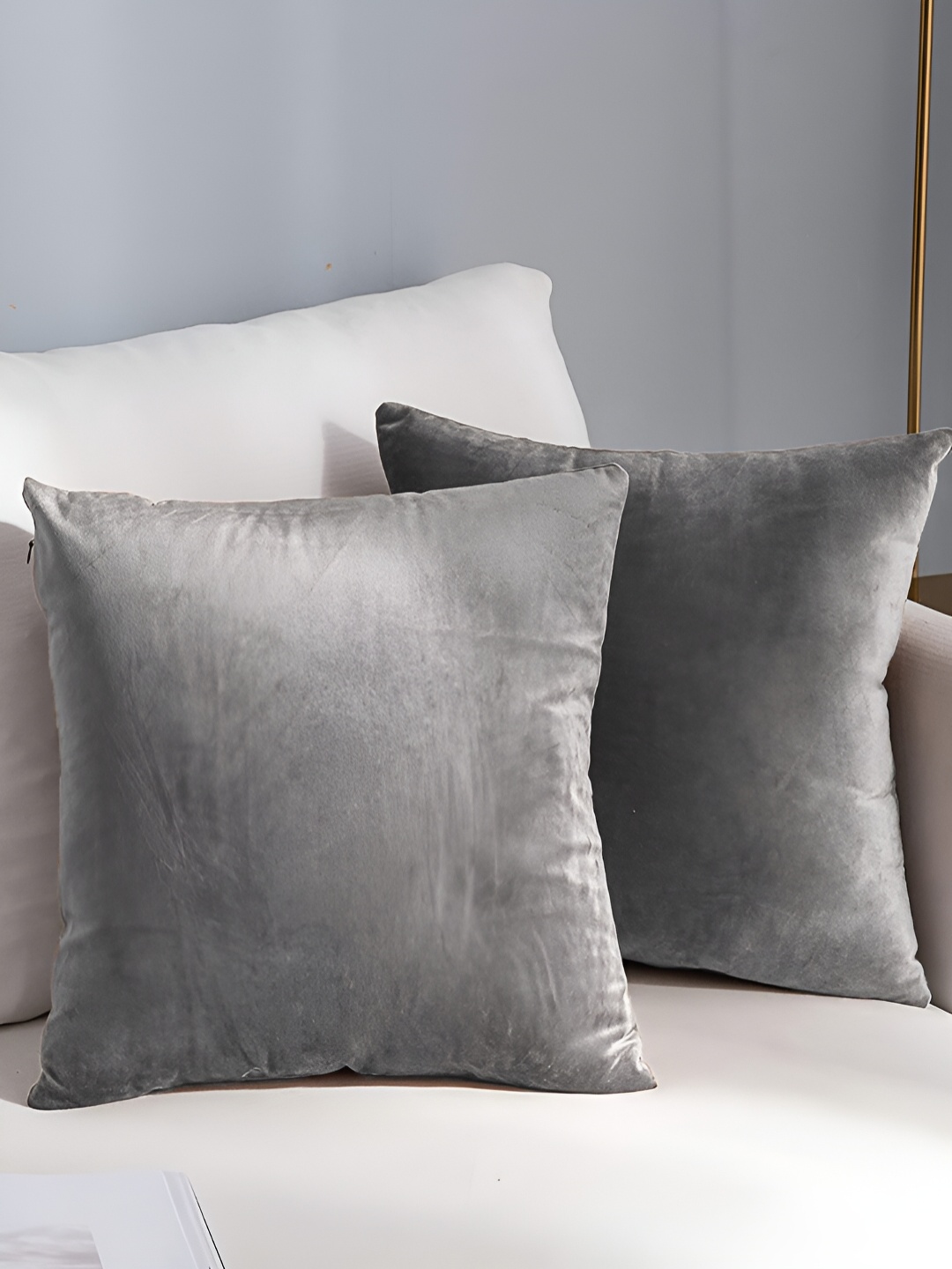 

AEROHAVEN Grey 2 Pieces Velvet Square Cushion Covers