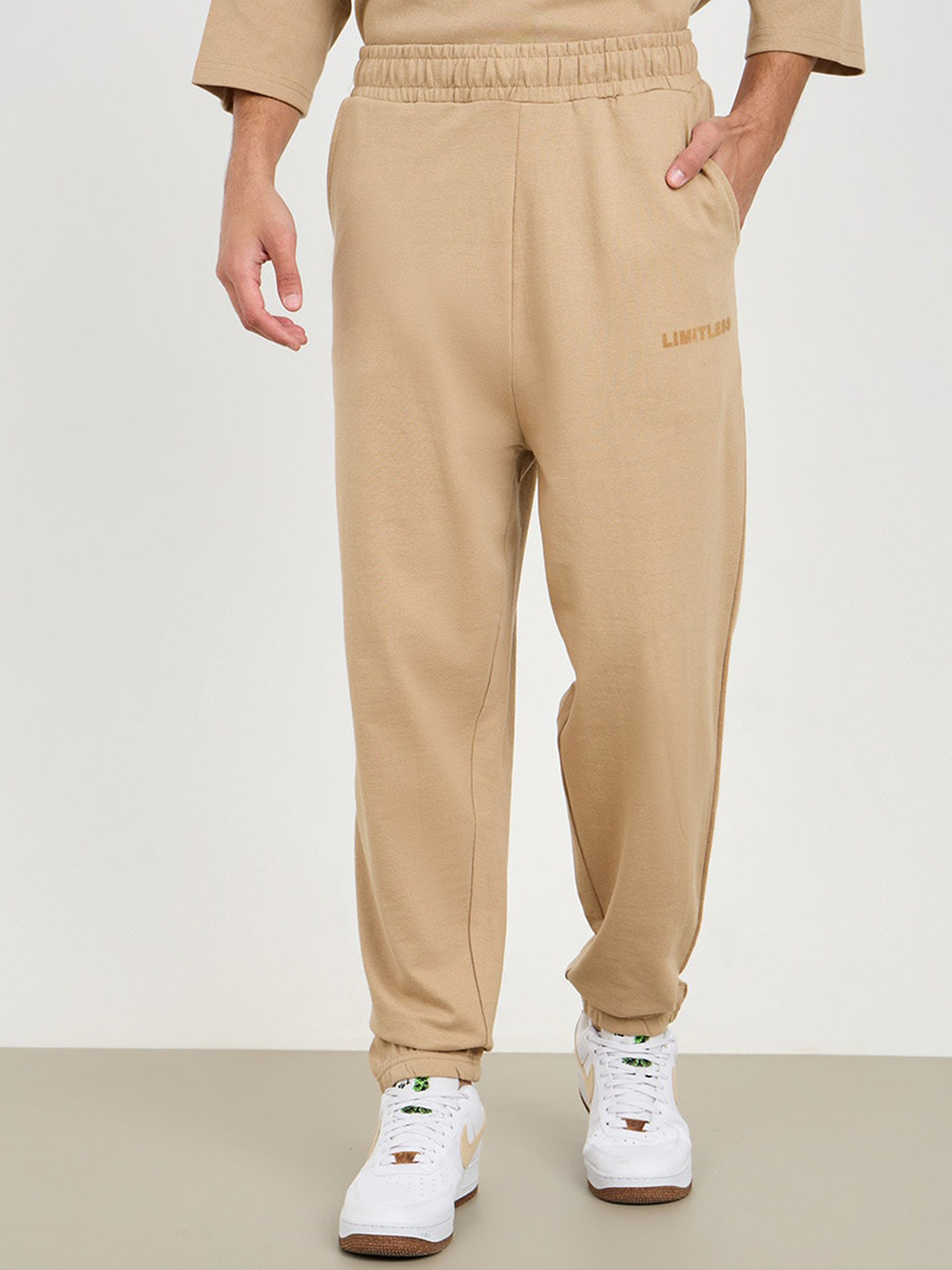 

Styli Eco Earth Typography Print Oversized T-Shirt & Joggers Co-Ords, Beige