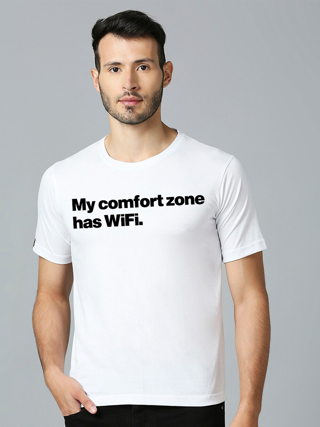 

MOD ECRU Typography Printed Cotton T-shirt, White