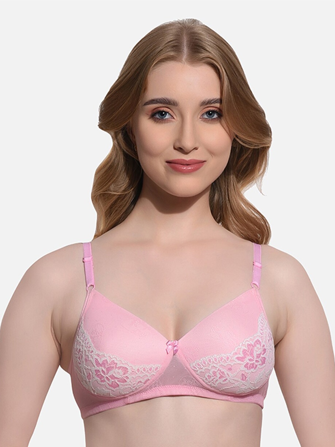 

FIMS Full Coverage Lightly Padded Everyday Bras With All Day Comfort, Pink