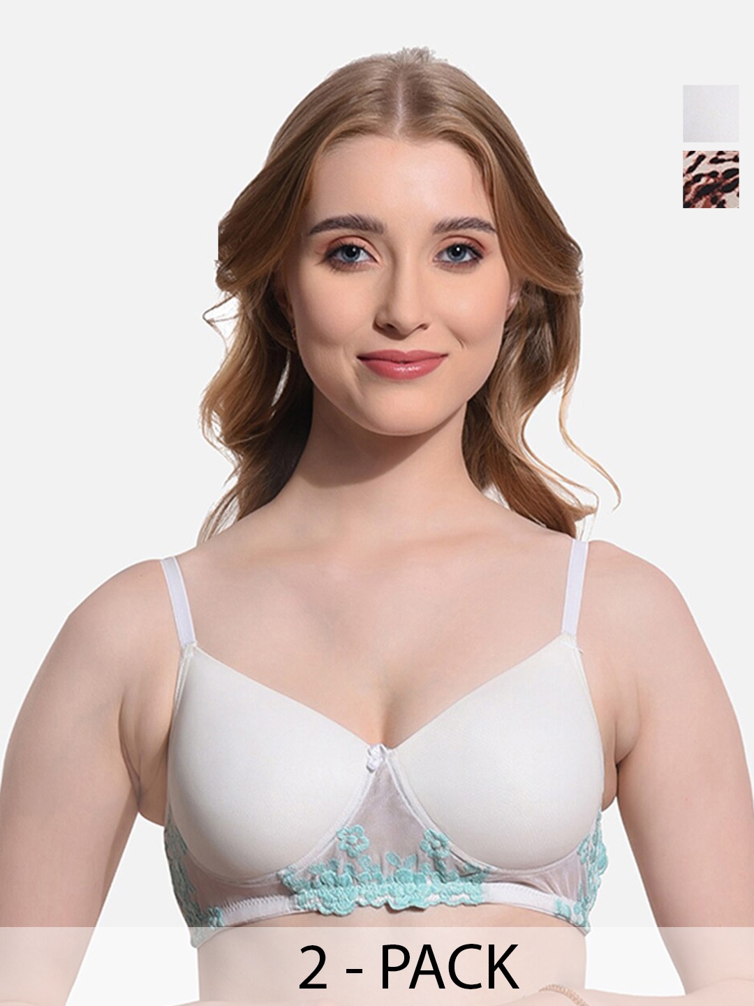 

FIMS Pack Of 2 Full Coverage Super Support All Day Comfort Everyday Bras, White