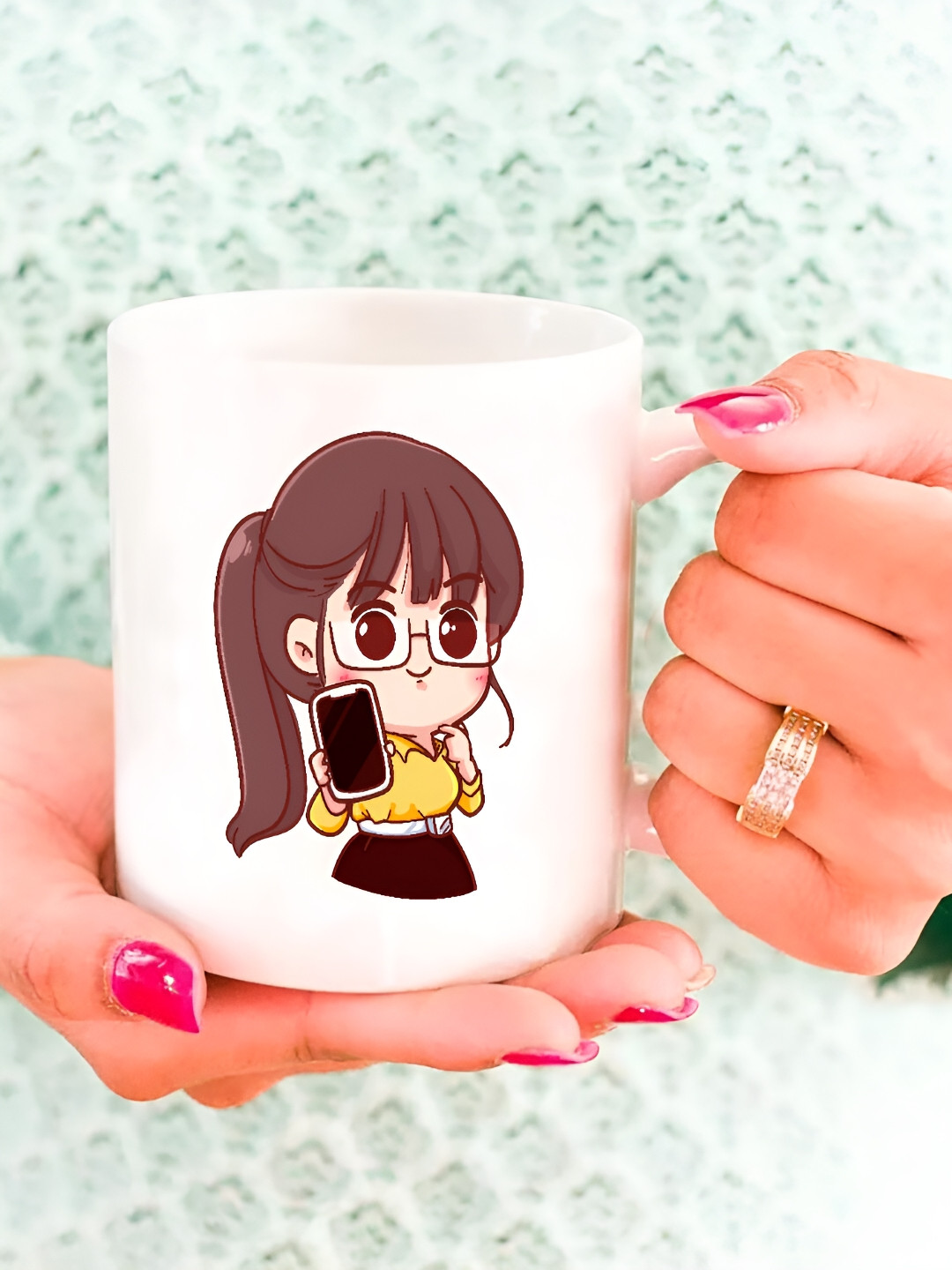 

The Decor Lane White Printed Ceramic Glossy Mugs