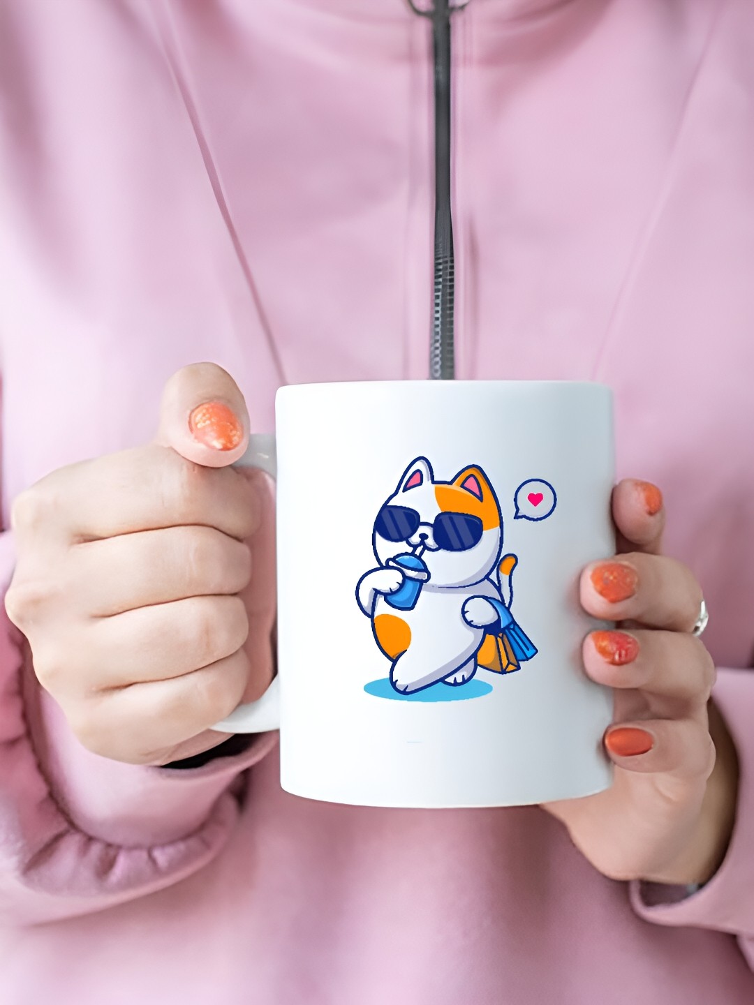 

The Decor Lane White & Blue Printed Ceramic Glossy Finished Mug 325 ml
