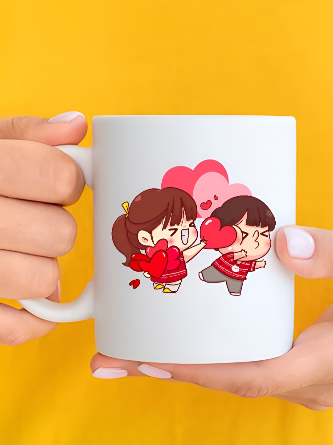 

The Decor Lane White & Red Printed Graphic Printed Ceramic Glossy Mugs 325 ml