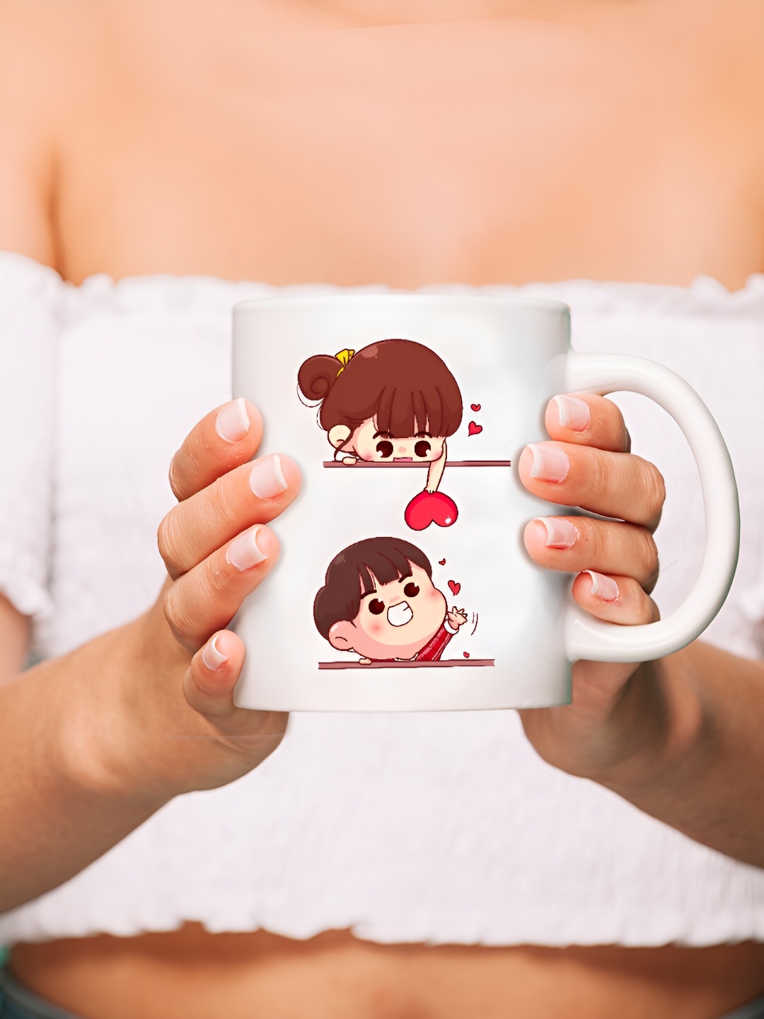 

The Decor Lane White & Red Printed Graphic Printed Ceramic Glossy Mugs 325 ml