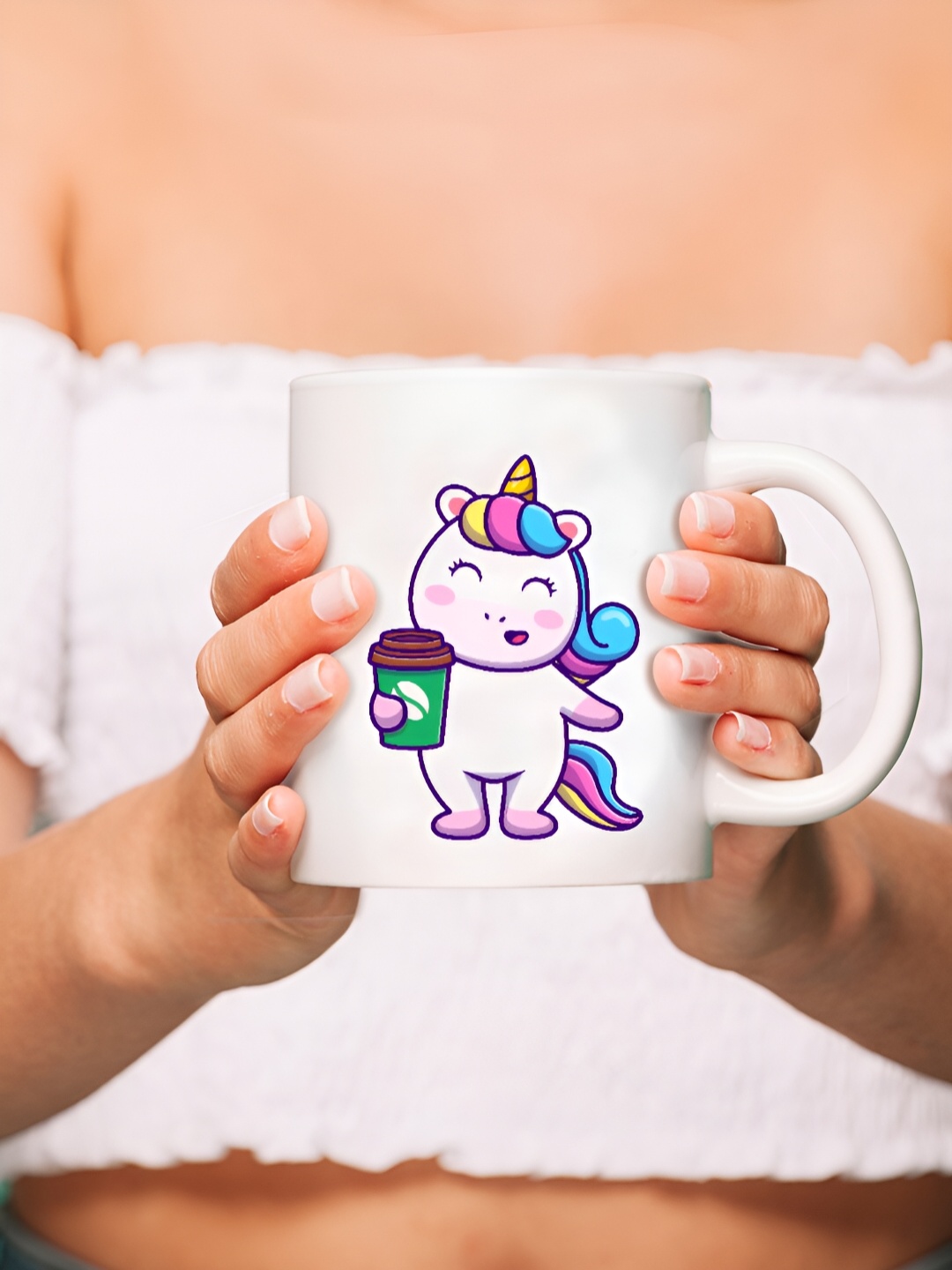 

The Decor Lane White Printed Ceramic Glossy Mugs