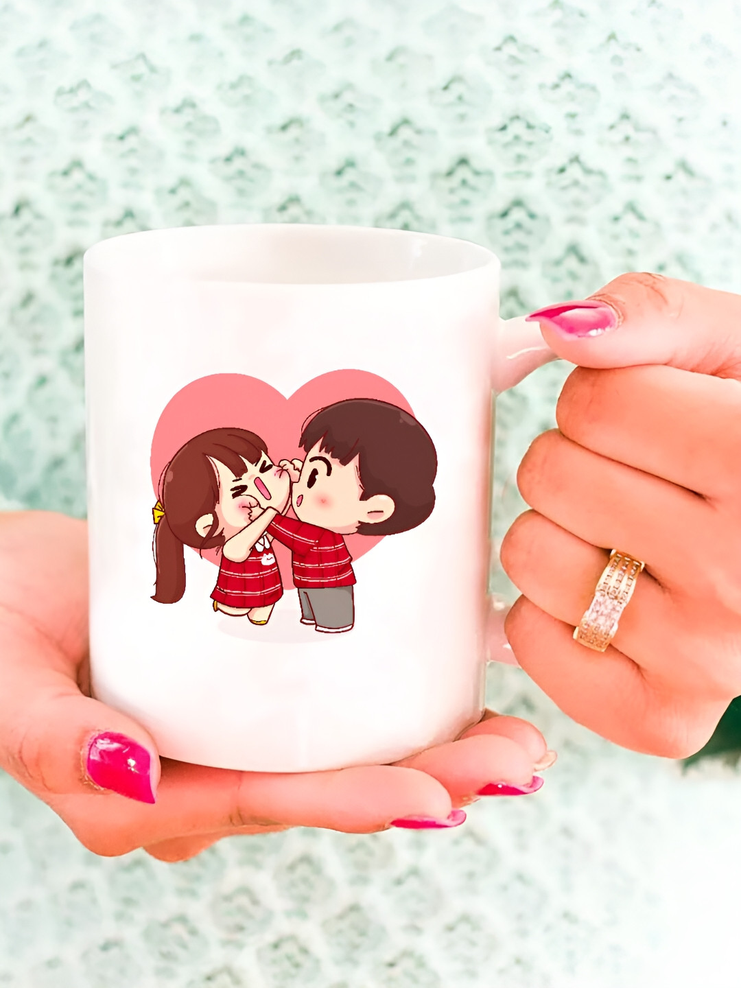 

The Decor Lane White & Red Printed Ceramic Glossy Finished Mug 325 ml