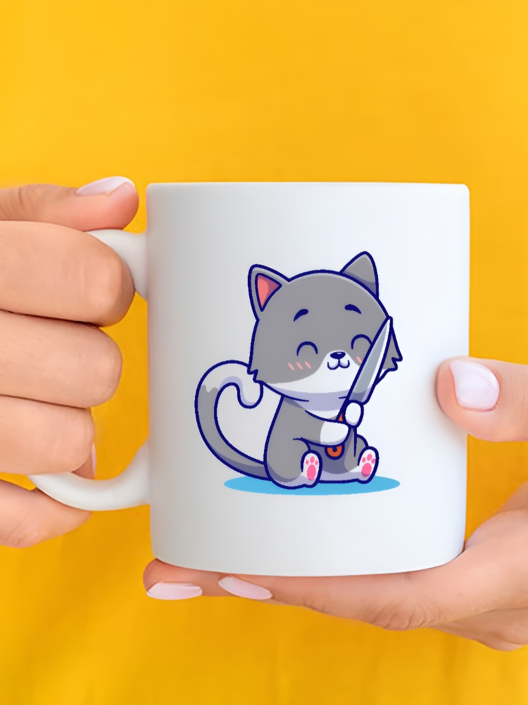 

The Decor Lane White & Grey Printed Ceramic Glossy Finished Mug 325 ml