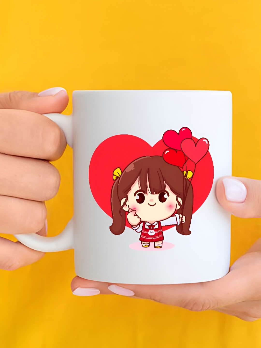 

The Decor Lane White & Red Printed Ceramic Glossy Finished Mug 325 ml
