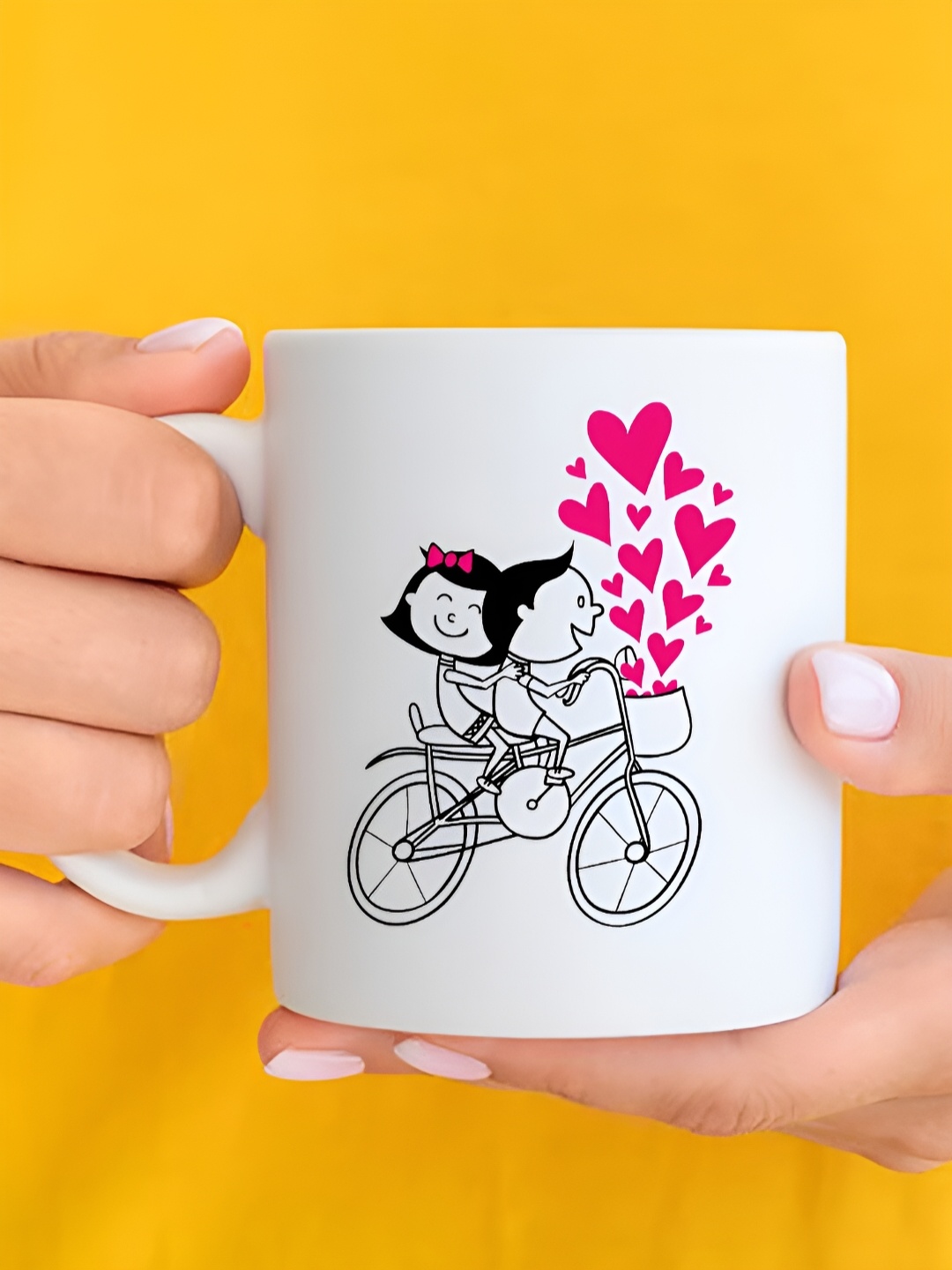 

The Decor Lane White & Pink Printed Ceramic Glossy Finished Mug 325 ml