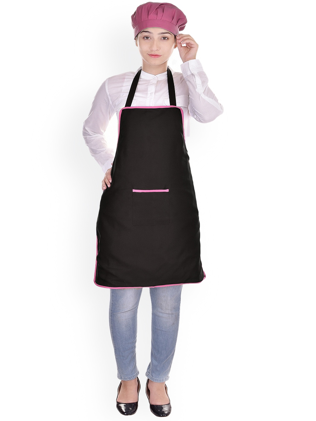 

SWITCHON Pink & Black Waterproof Apron With Cap