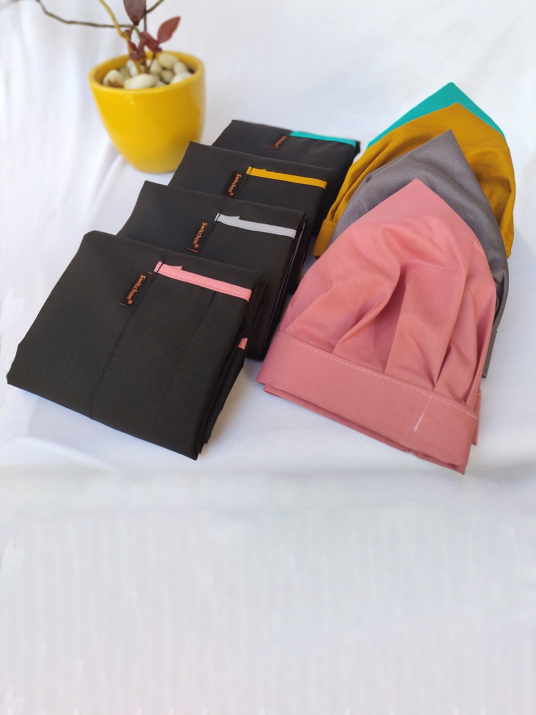 

SWITCHON Yellow & Black Waterproof Apron with Cap