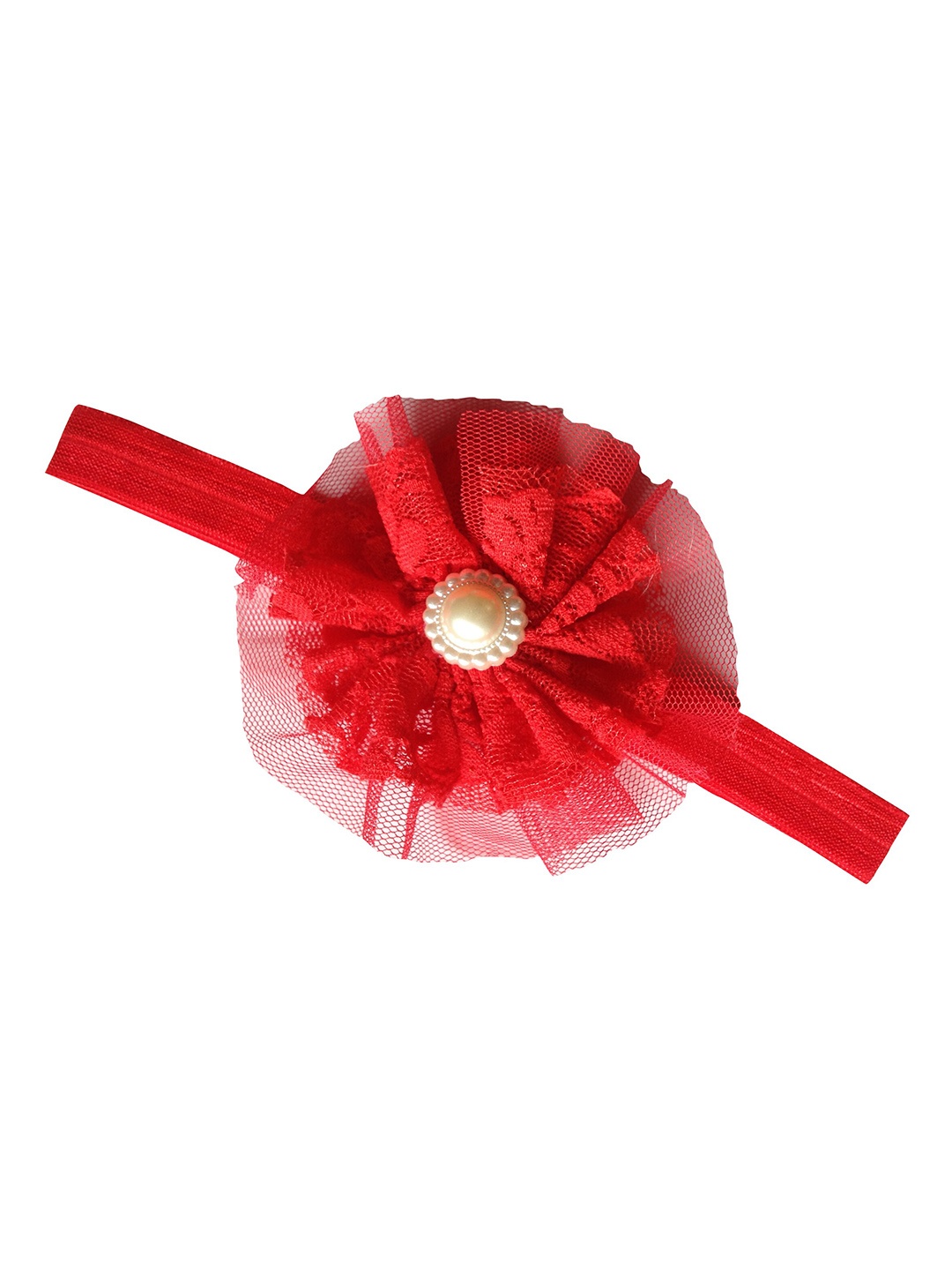 

BAESD Girls Yarn Flower and Pearl Lace Hairband, Red