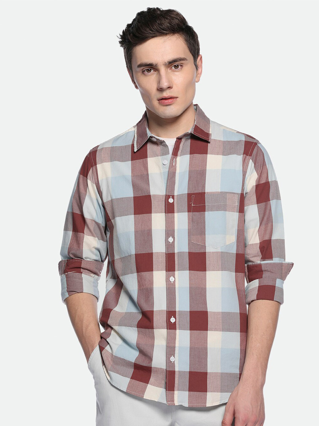 

Dennis Lingo Comfort Cotton Slim Fit Buffalo Checks Opaque Checked Casual Shirt, Multi