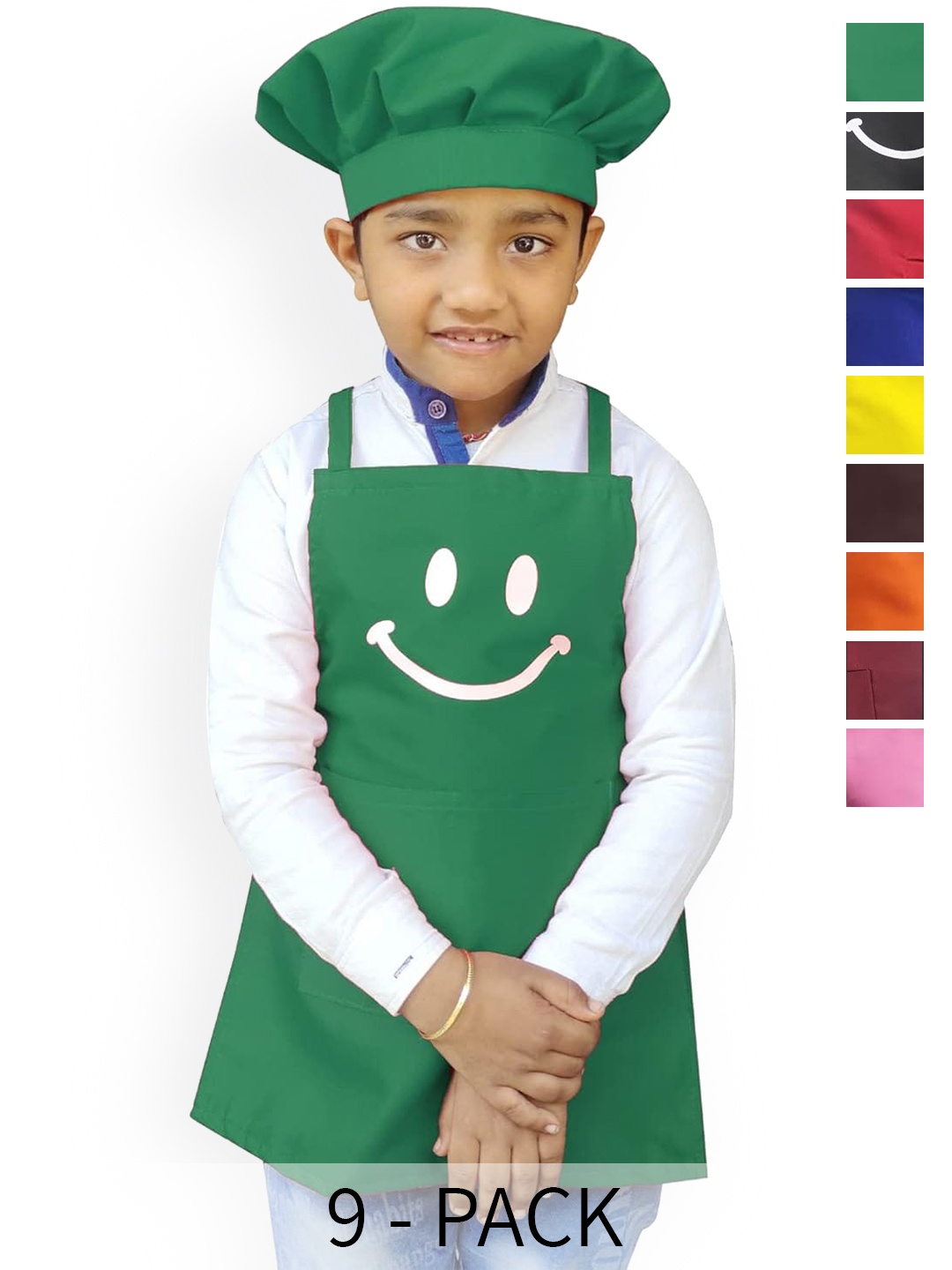 

SWITCHON Green & White Printed Waterproof Apron With Cap