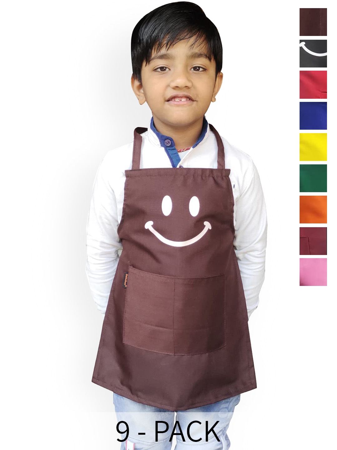 

SWITCHON Brown & White Printed Waterproof Apron With Cap