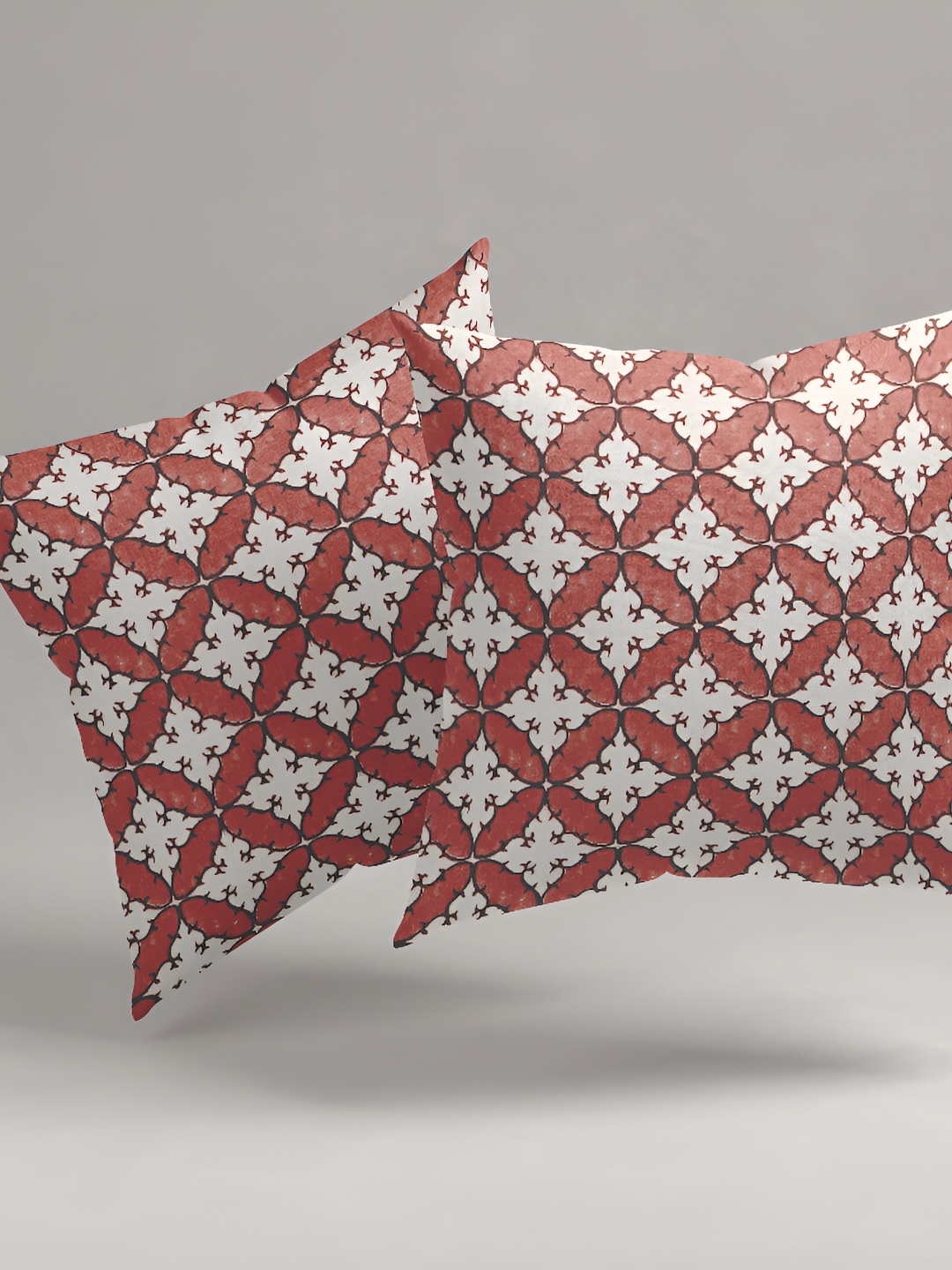 

Aura Red & White 2 Pieces Ethnic Motifs Square Cushion Covers