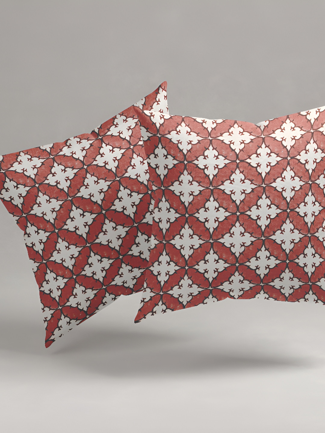 

Aura Red & White 2 Pieces Ethnic Motifs Square Cushion Covers