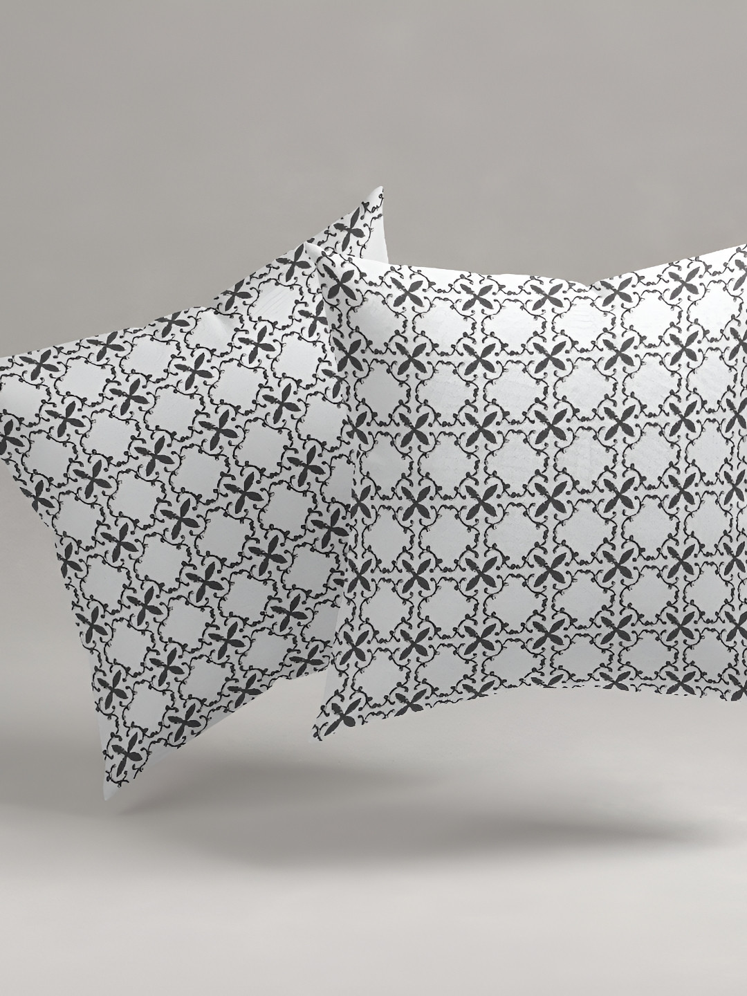 

Aura Grey & White 2 Pieces Ethnic Motifs Square Cushion Covers