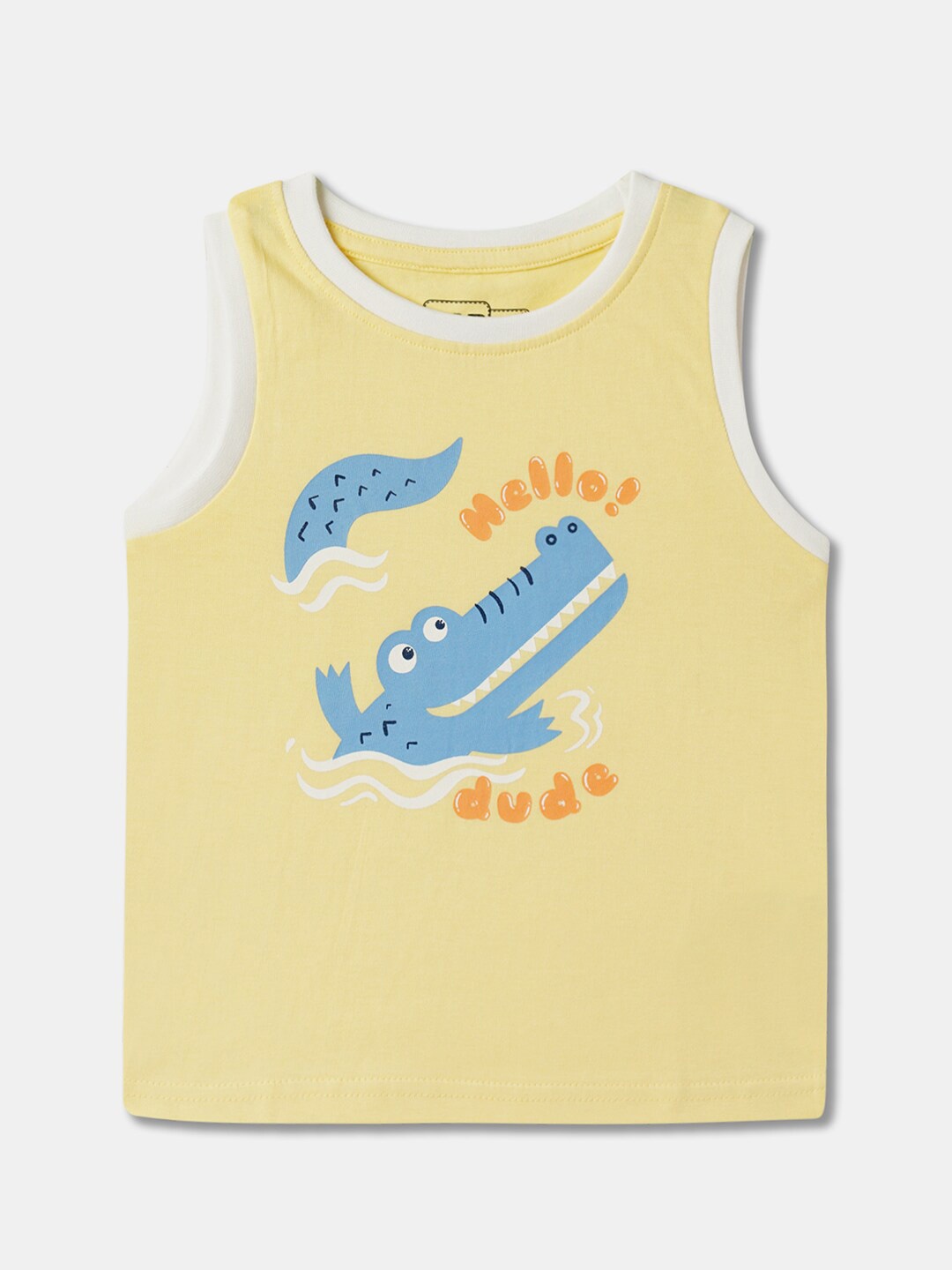 

R&B Boys Graphic Printed Cotton T-shirt, Yellow
