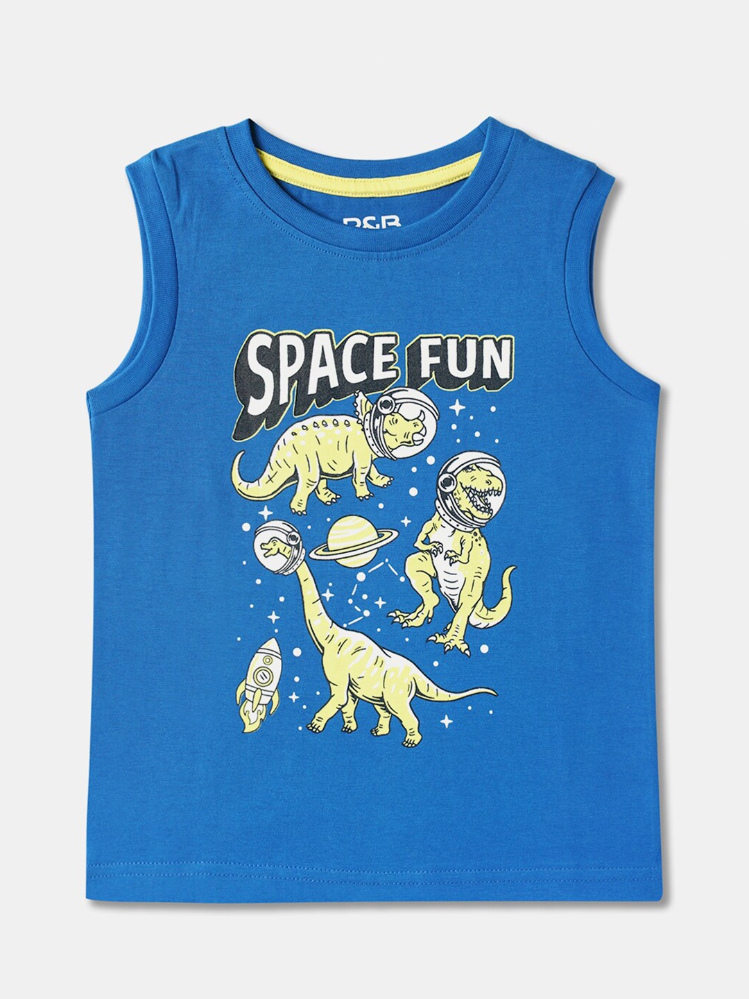 

R&B Boys Printed Sleeveless Polo Collar T-shirt, Blue