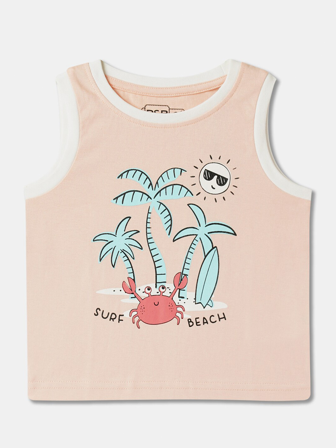 

R&B Boys Round Neck Graphic Printed Cotton T-shirt, Peach