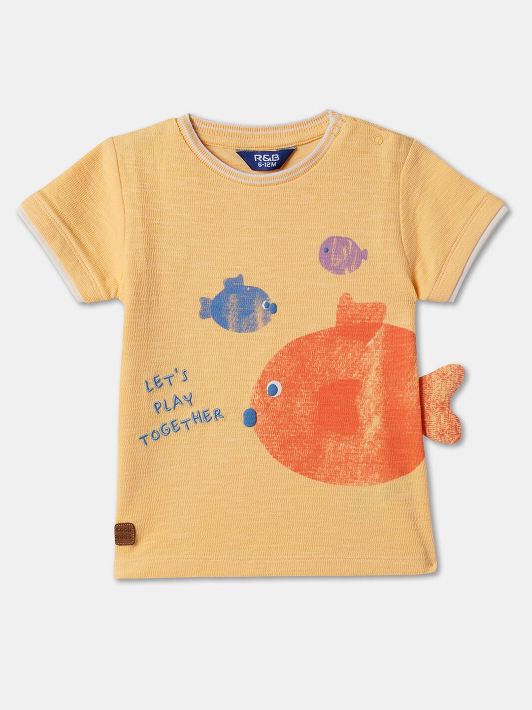 

R&B Boys Graphic Printed Cotton Casual T-shirt, Yellow