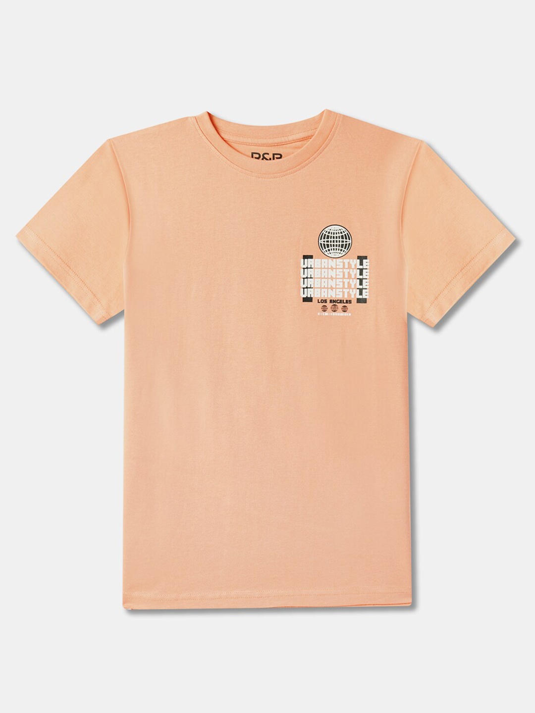 

R&B Boys Typography Printed Cotton T-shirt, Orange