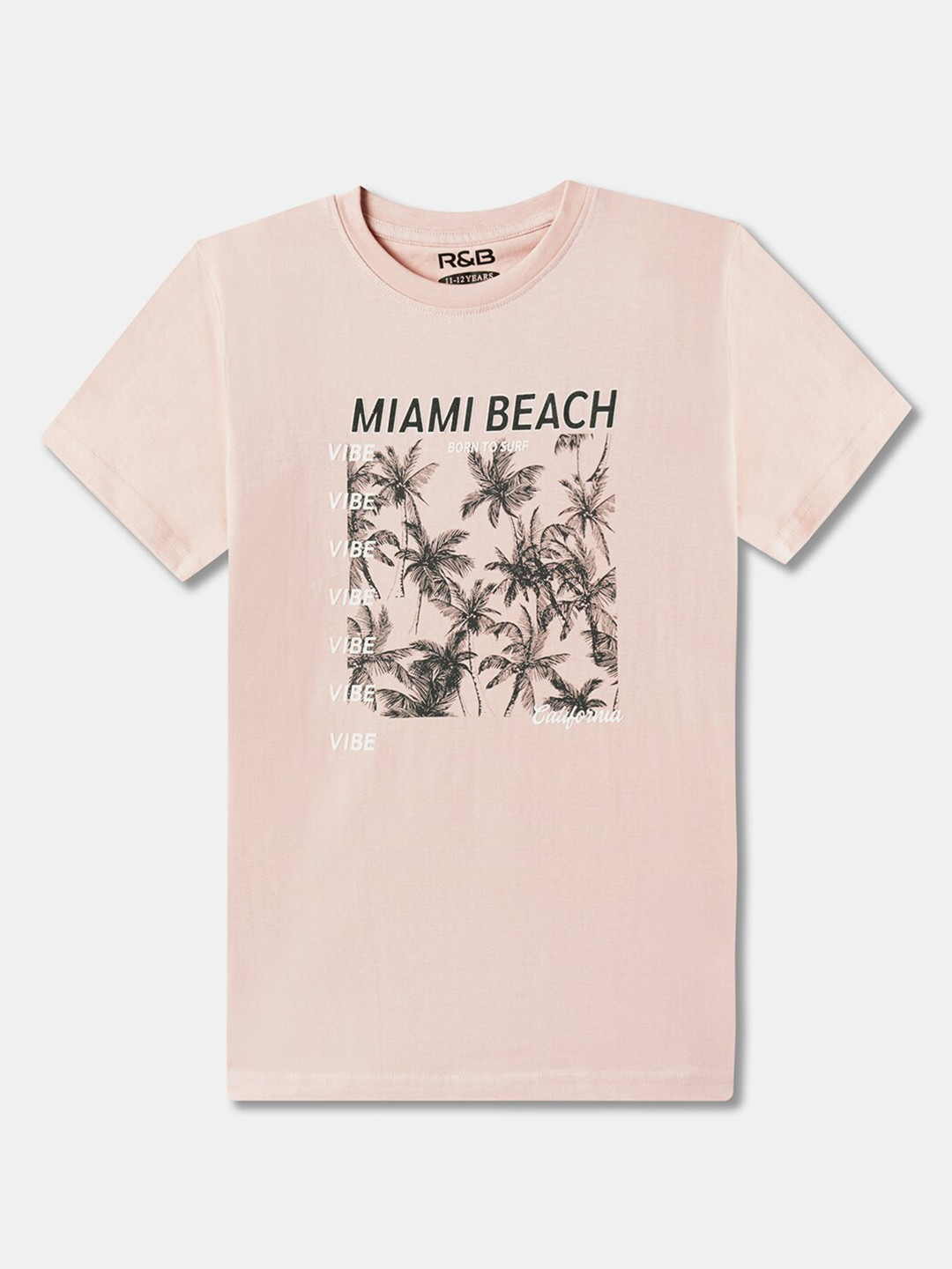 

R&B Boys Printed Cotton T-shirt, Pink