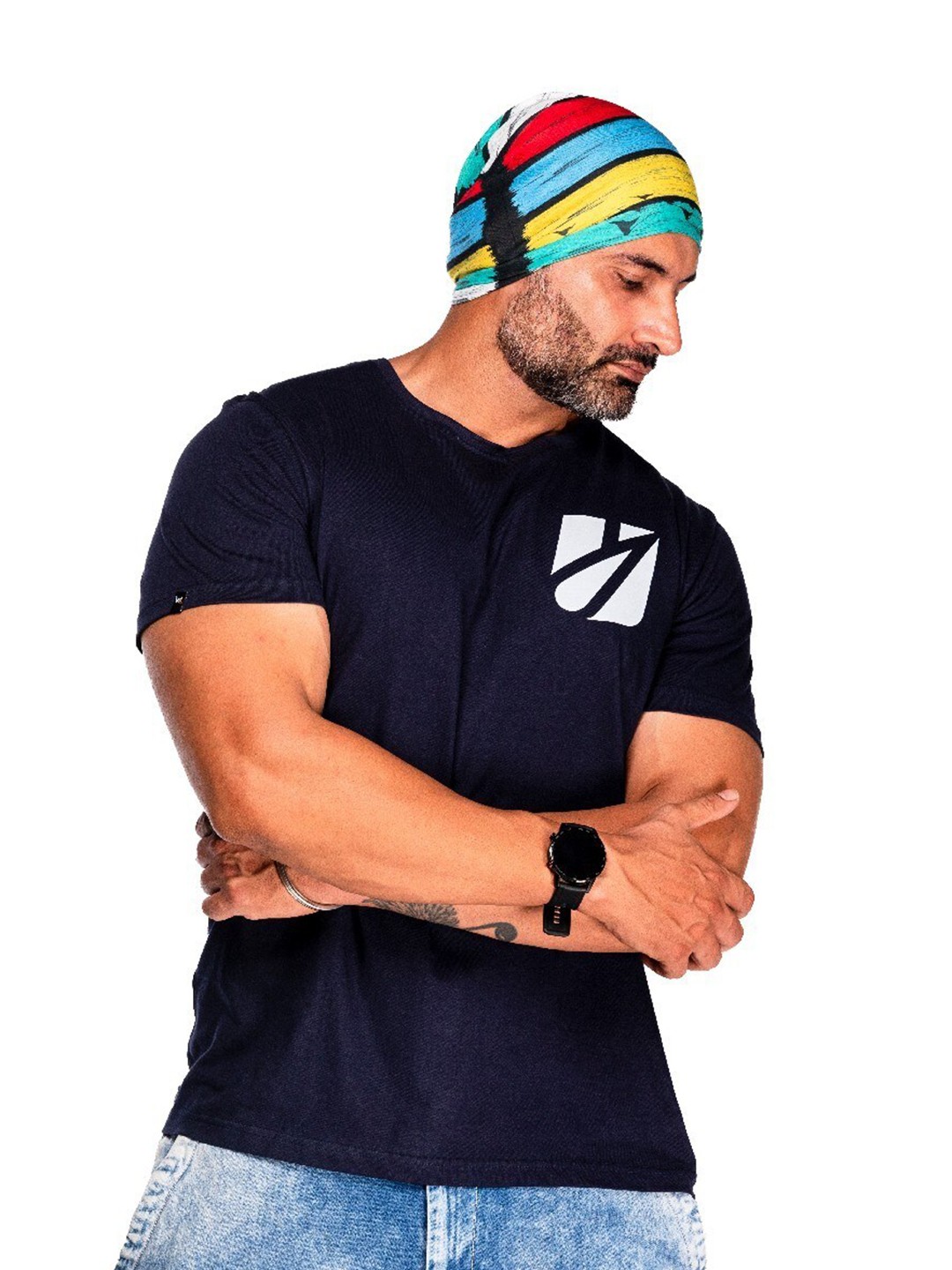 

WANDERLOOMS V-Neck Short Sleeves Cotton T-shirt, Navy blue