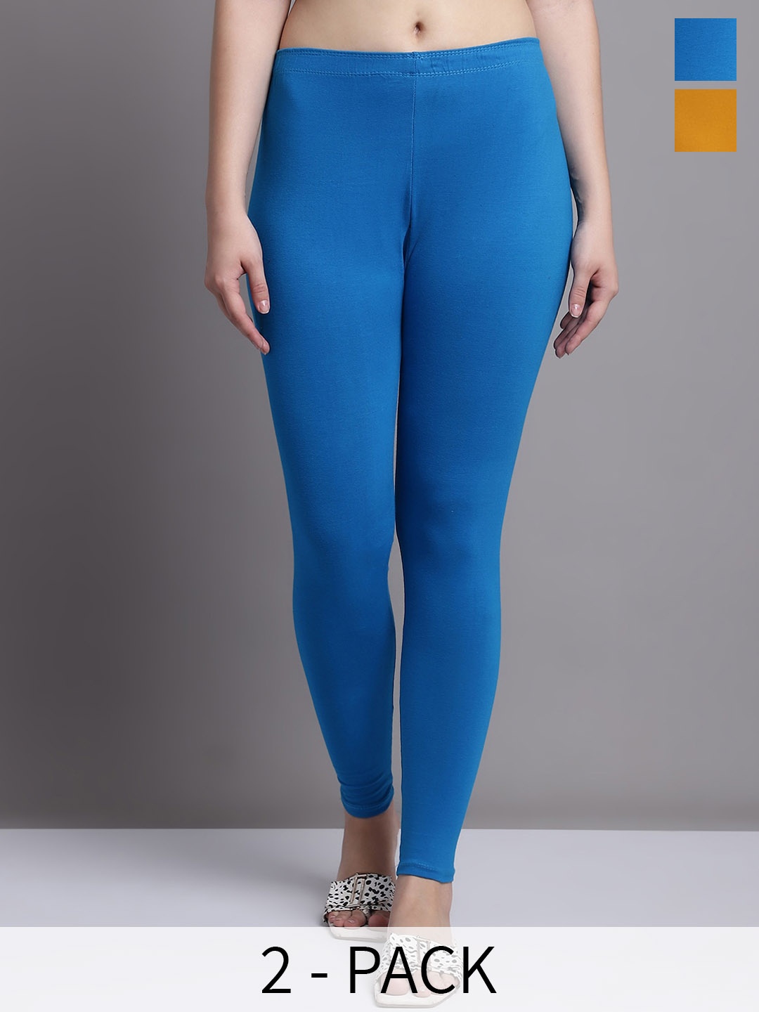 

GRACIT Pack Of 2 Ankle Length Leggings, Blue