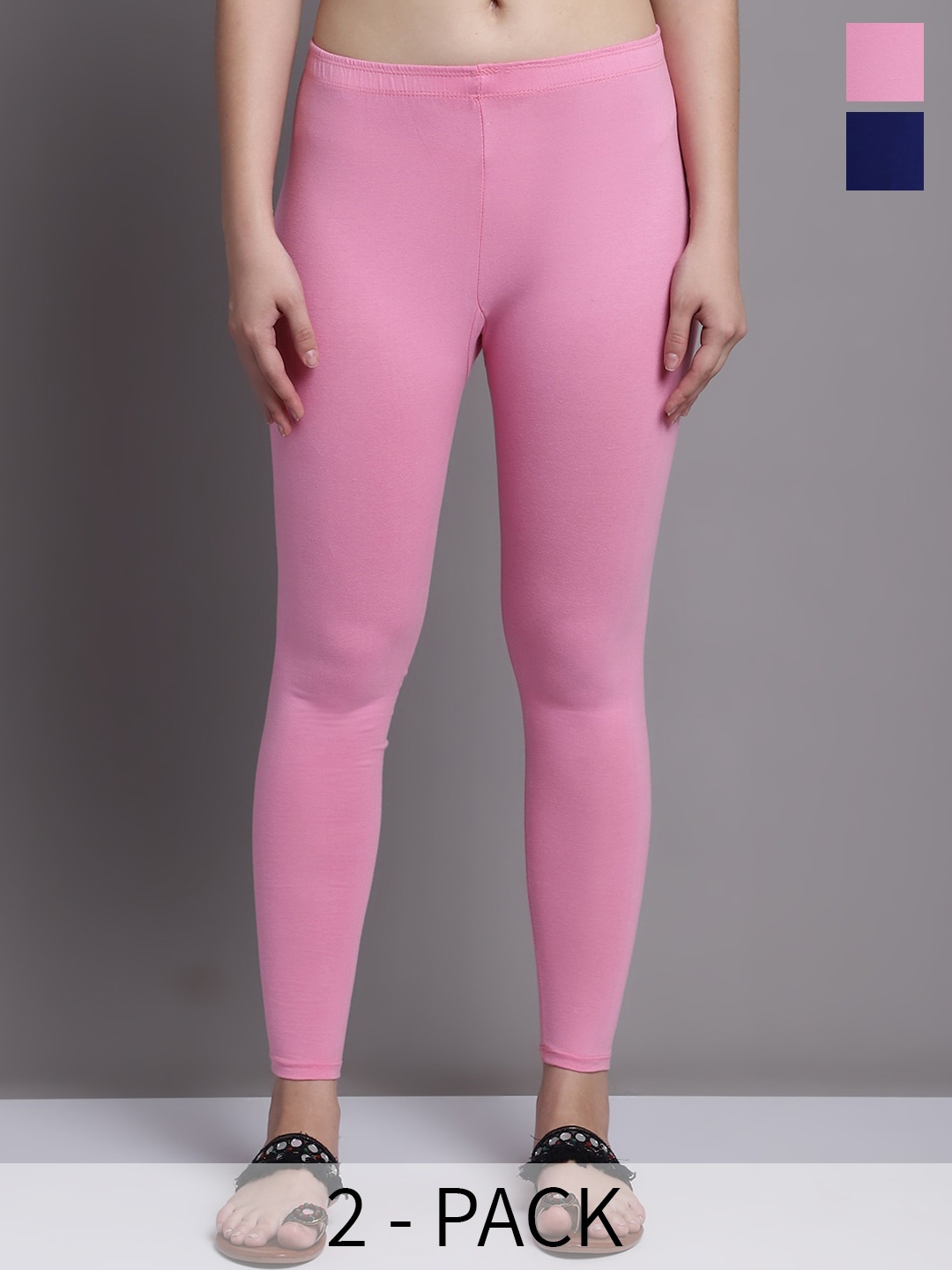 

GRACIT Pack Of 2 Ankle Length Leggings, Pink