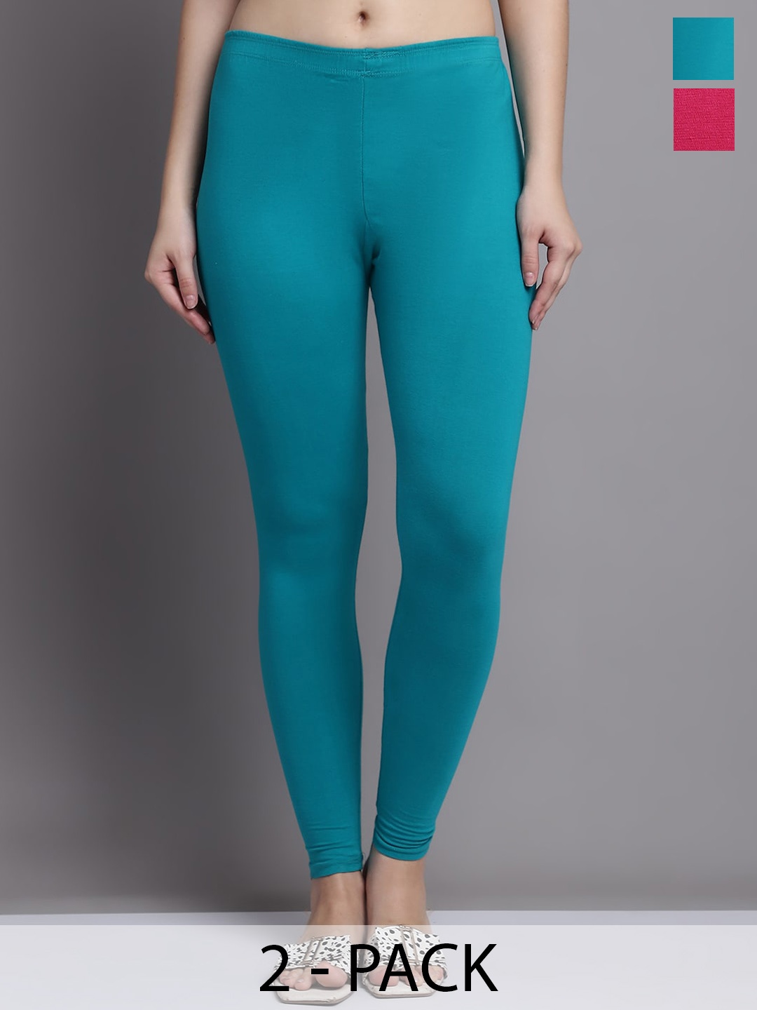 

GRACIT Pack Of 2 Ankle Length Leggings, Pink