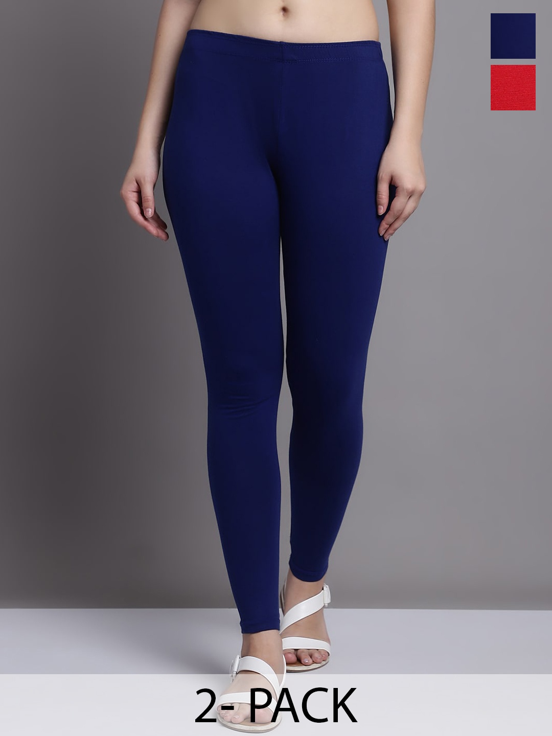 

GRACIT Pack Of 2 Ankle Length Leggings, Red