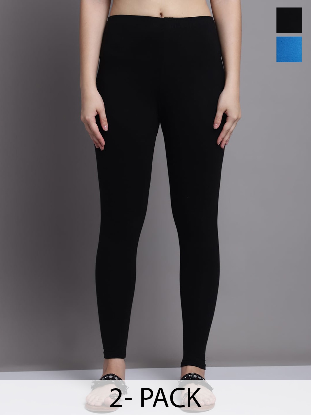 

GRACIT Pack Of 2 Ankle Length Leggings, Black