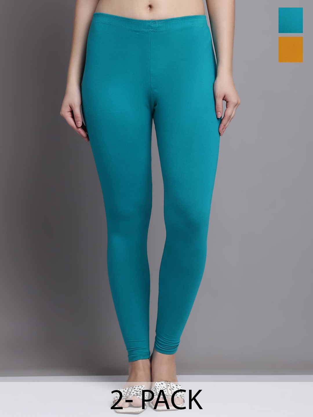 

GRACIT Pack Of 2 Ankle Length Leggings, Mustard
