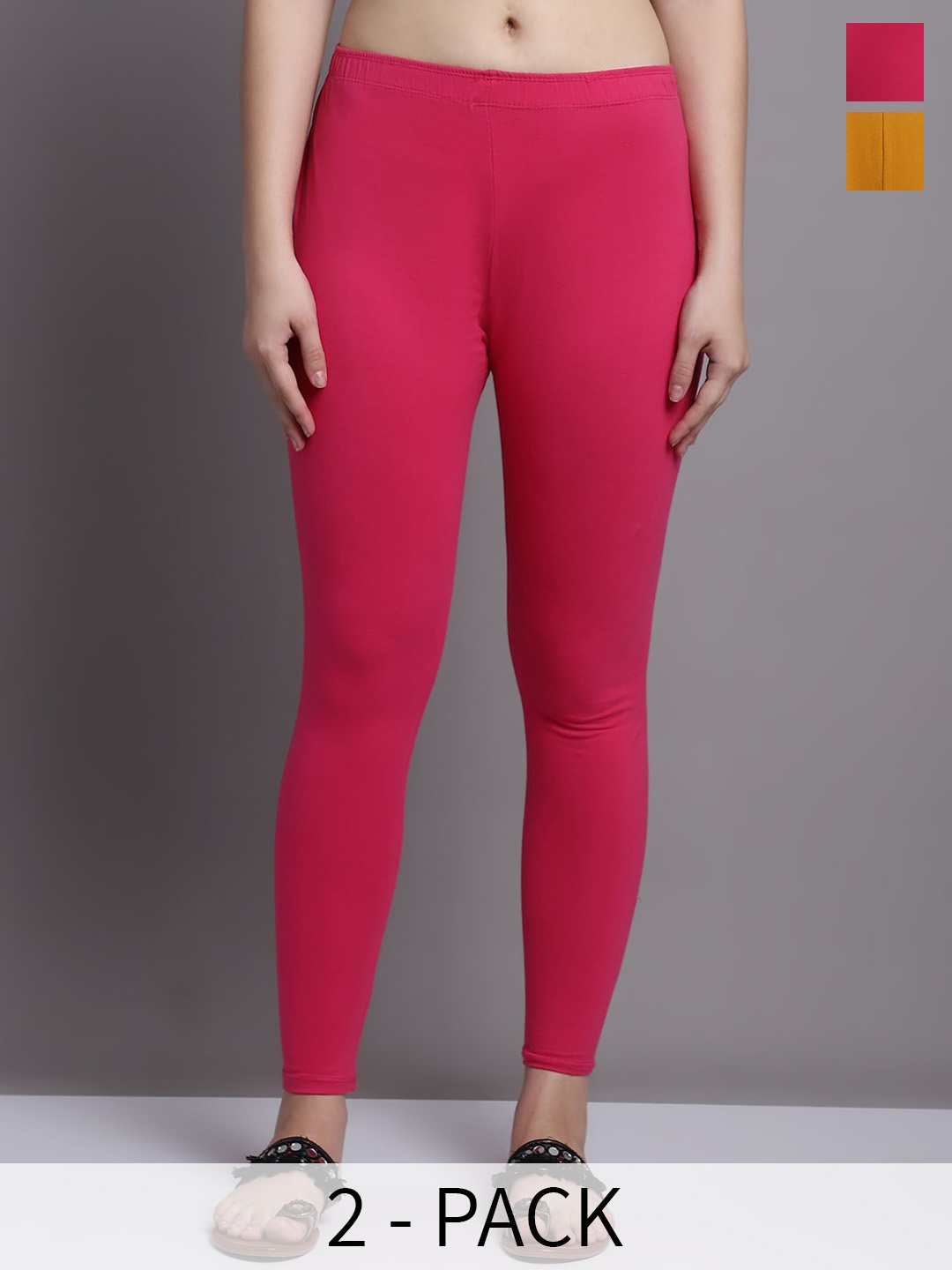 

GRACIT Pack Of 2 Ankle Length Leggings, Coral