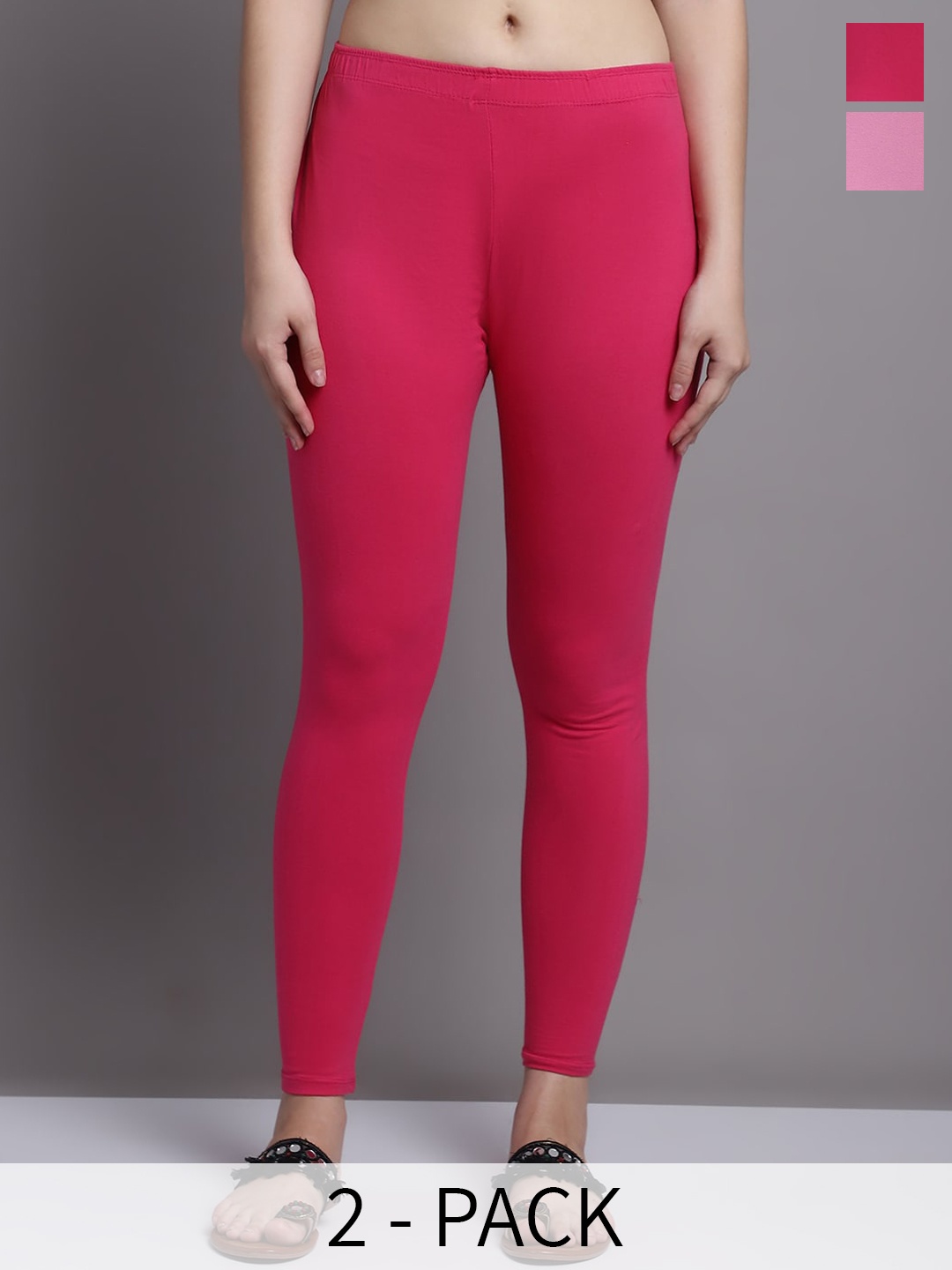 

GRACIT Pack Of 2 Ankle Length Leggings, Coral