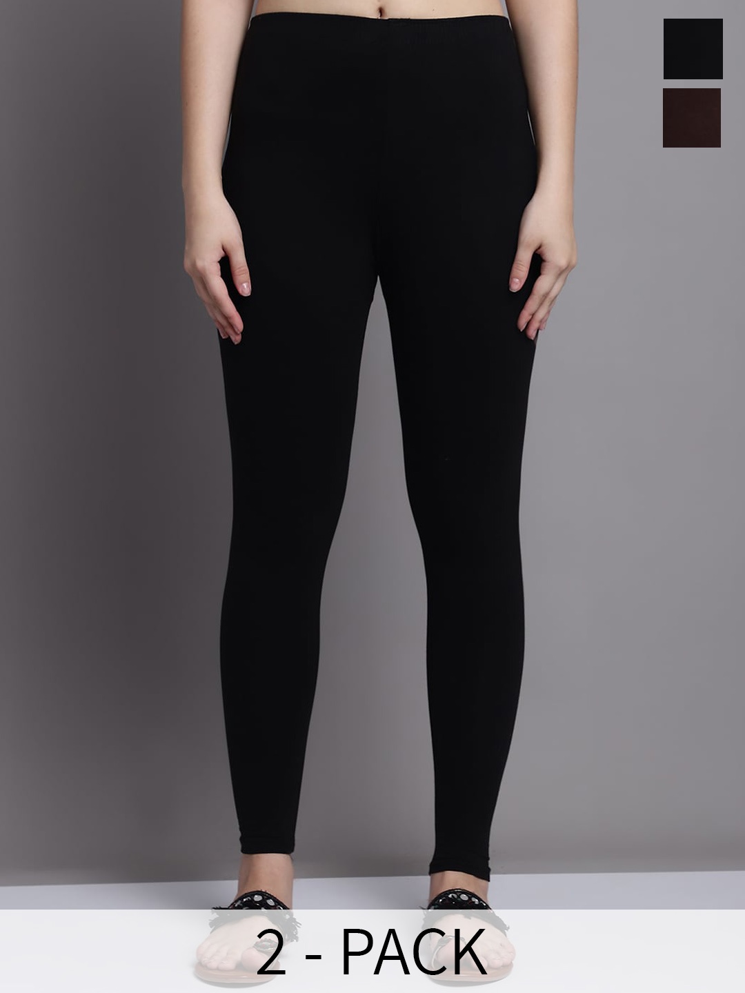 

GRACIT Pack Of 2 Ankle Length Leggings, Black