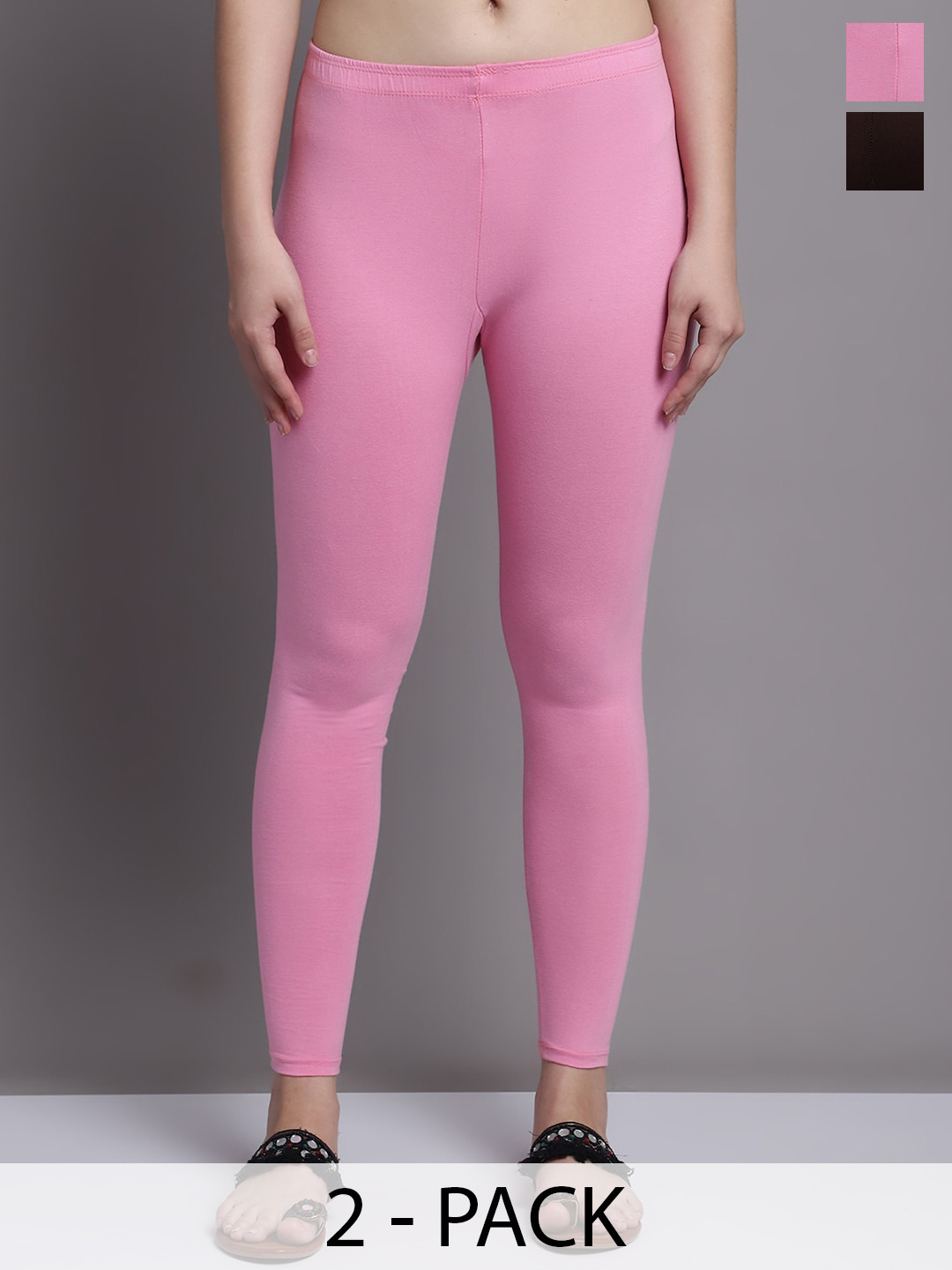 

GRACIT Pack Of 2 Ankle Length Leggings, Pink