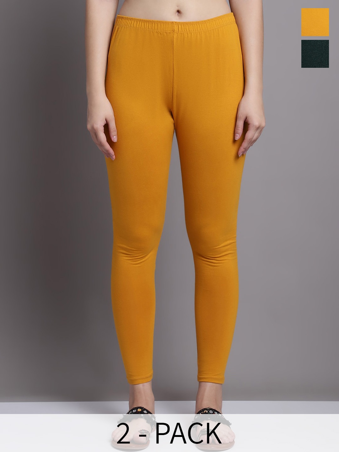 

GRACIT Pack Of 2 Ankle Length Leggings, Mustard