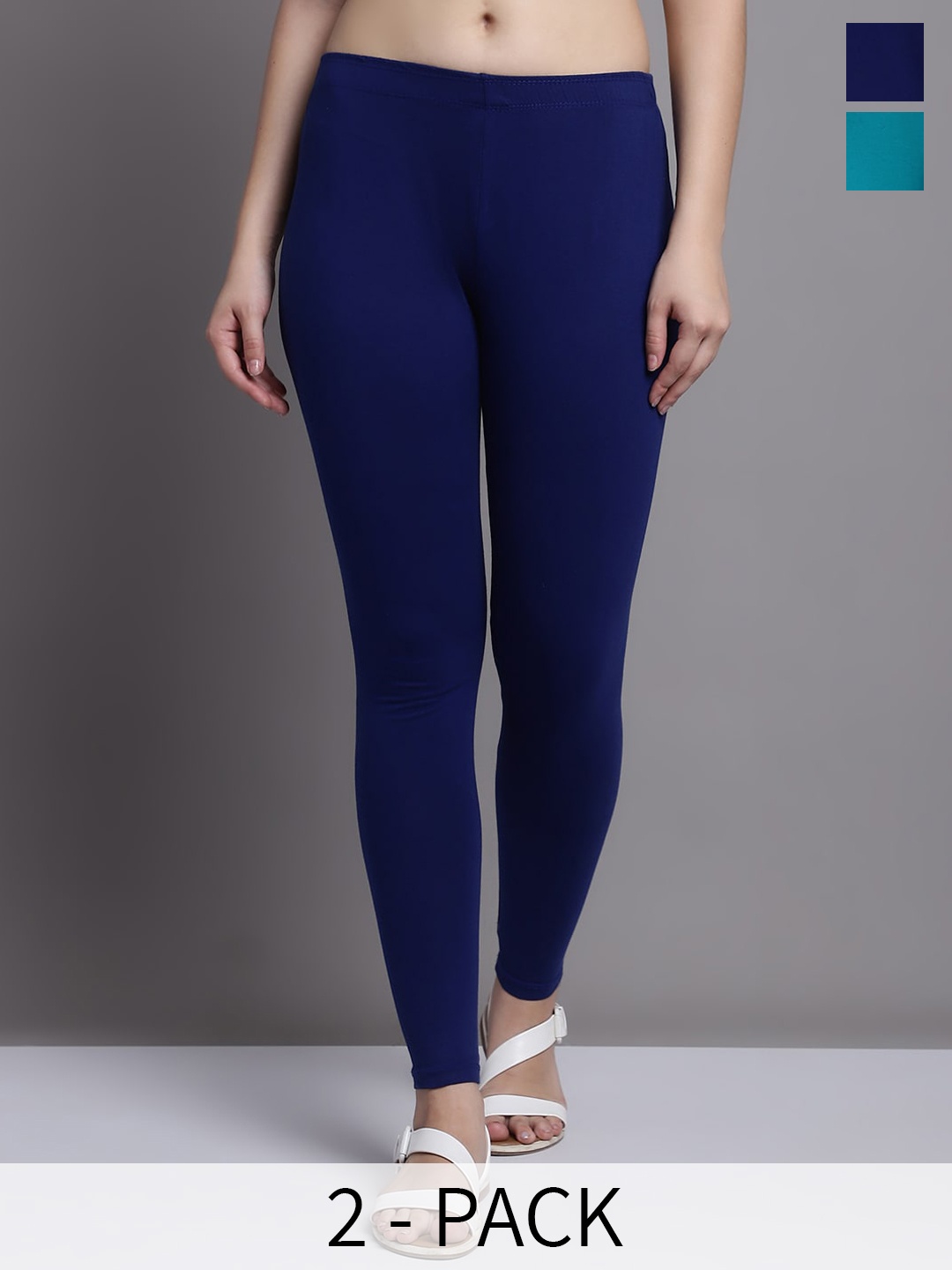 

GRACIT Pack Of 2 Ankle Length Leggings, Blue