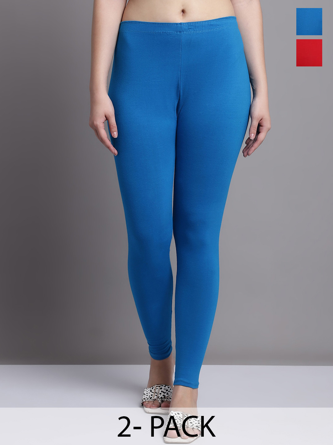 

GRACIT Pack Of 2 Ankle Length Leggings, Red