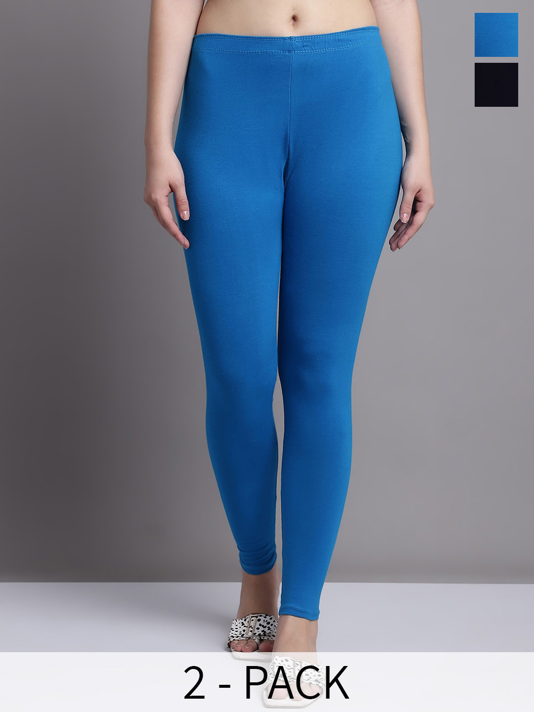 

GRACIT Pack Of 2 Ankle Length Leggings, Navy blue